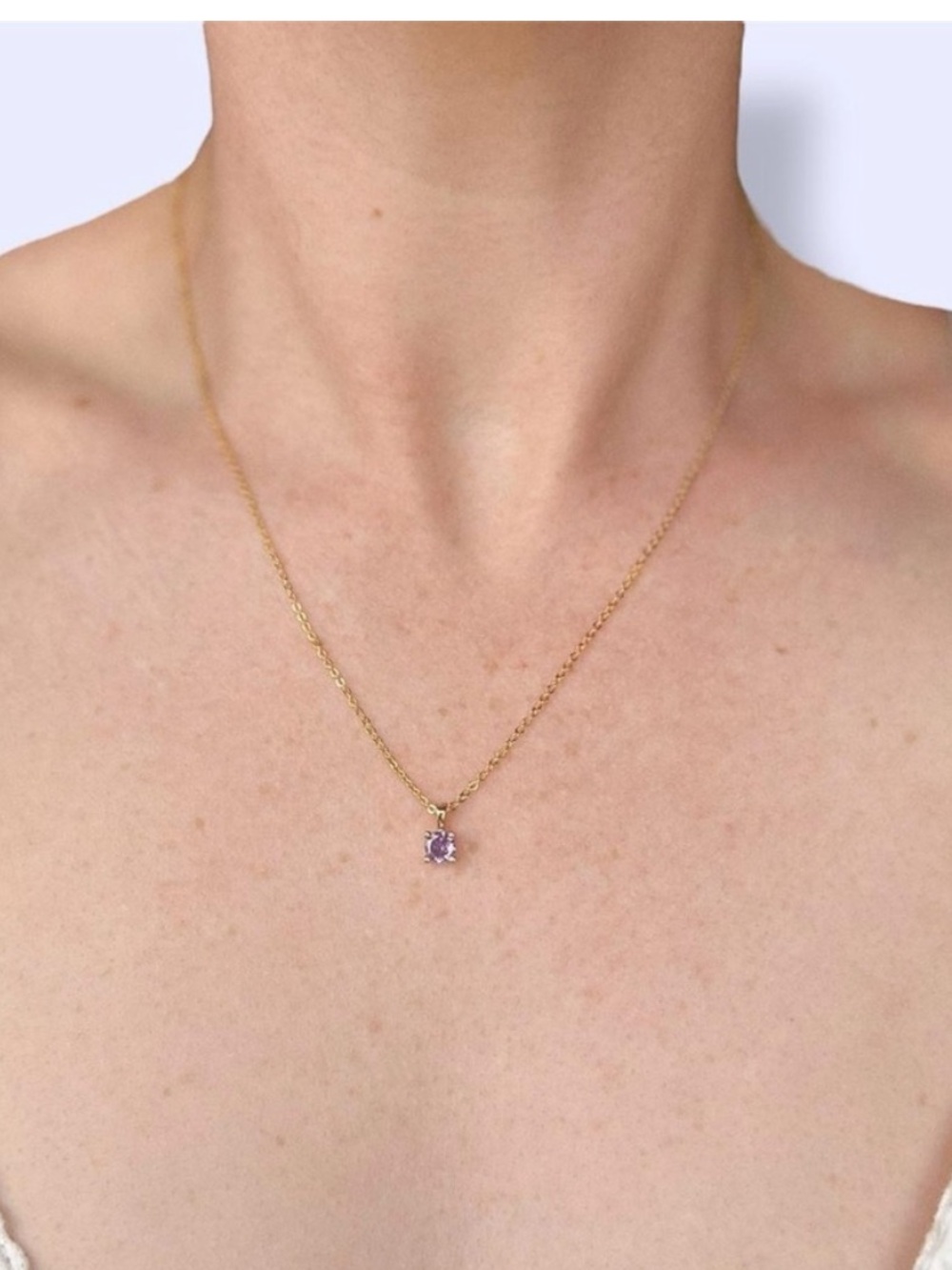 18k gold plated amethyst stone like necklace.